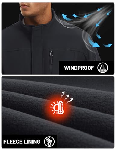 Tacvasen TCTJ-341-058-BLACK-4XL Rain Jackets For Men Tactical Waterproof Softshell Fleece Lined Full Zip Pockets Thermal Winter Coat Black 2Xl thumb #3