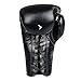 Vali Lancer Leather Lace Up Boxing & MMA Gloves for Pros Sparring (Black, 16OZ)