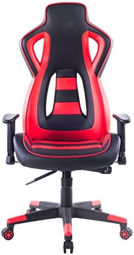 MOOSENG Cha Swivel Reclining Racing Style Gaming PVC Leather Executive Office Chair, 53 x 23 x 22 inches, Red+Black