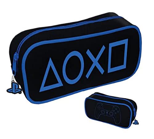 Playstation estuche escolar, azul para niños.