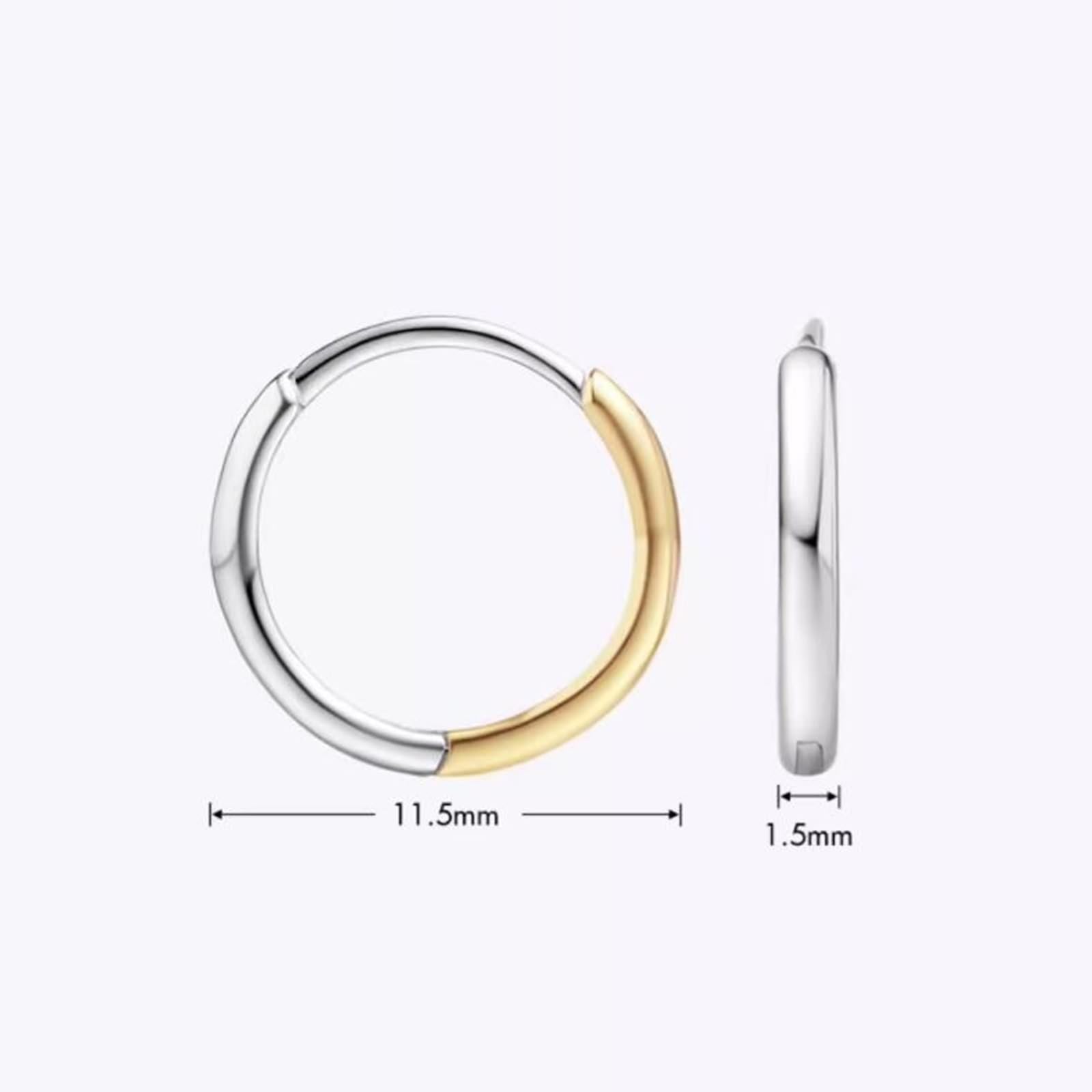 Creole Hoop 9K/14K/18K żółte złoto i białe złoto, dwukolorowe, duże kolczyki damskie, 18/14/9-karatowe złoto, kolczyki na sztyfcie, prawdziwa biżuteria na Boże Narodzenie