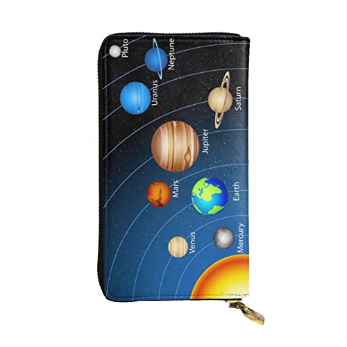 Portefeuille en cuir système solaire de grande capacité pour homme femme