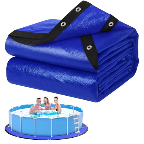 TIXANF 18FT Round Pool Ground Cloths, 12 x 12 Mesh Count Heavy Duty Pool Liner Pad, Anti-Aging Puncture Resistant Pool Ground Mat, Waterproof Pool Liner Protector Tarp for Above Ground Swimming Pools
