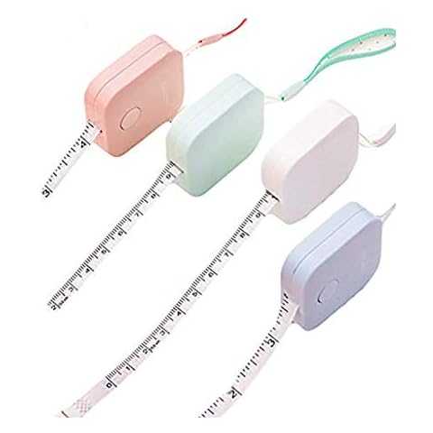 Scettar 4 Pack Soft Tape Measure, 4 Colors,60 inch,1.5m, Push Button Measuring Tape, Body Measuring Soft Tape Retractable Inch Tape for Sewing Double-Sided Tailor Cloth Ruler Cover