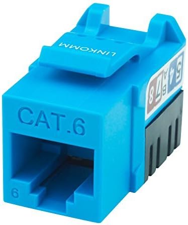 LINKOMM 10-Pack RJ45 Cat6 Slim Profile UTP Unshielded Keystone Jack (Blue)
