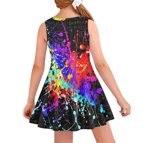 KIDVOVOU Girl's Paint Splatter Print Sleeveless Tank Dress Summer Casual Swing Dress Beach Sundress2