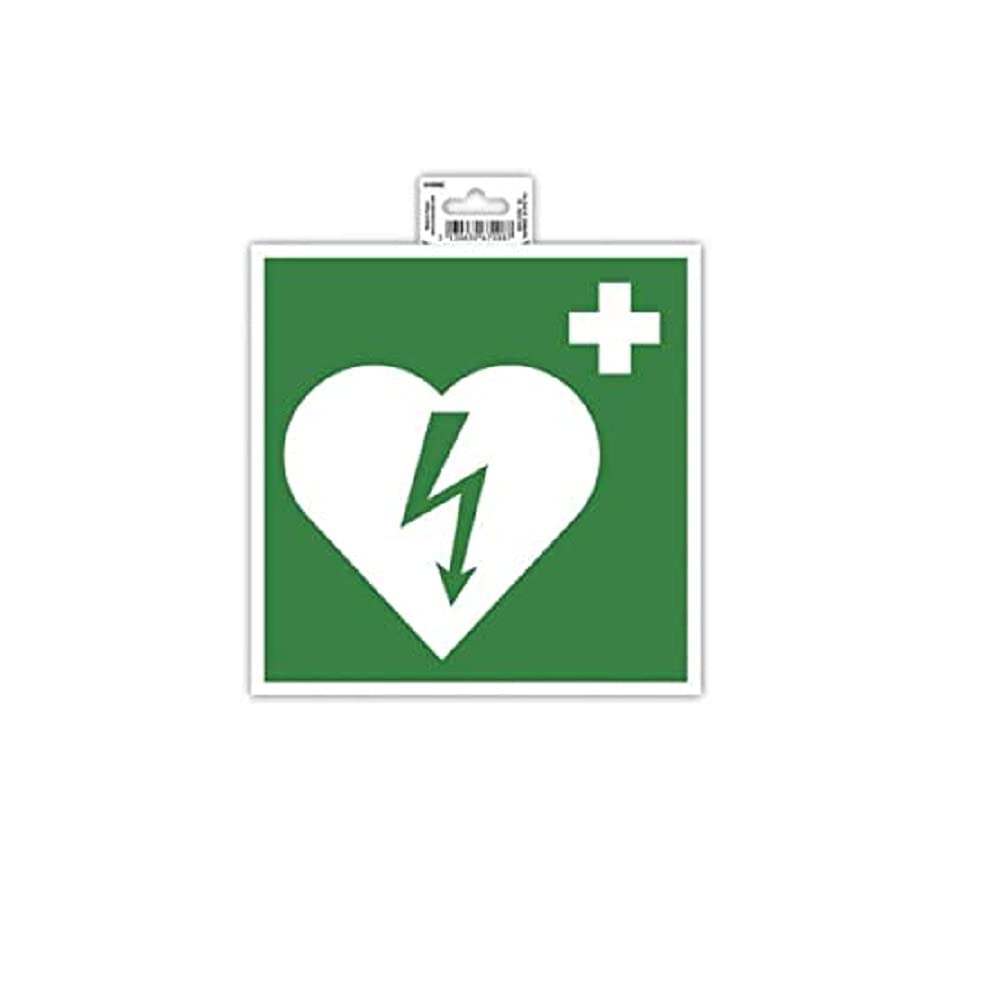 Exacompta - Ref 67008E - Self-Adhesive Company Signage - Defibrillator Locattion Sign - 20cm in Size - Essential Signage for Company, Business & Commercial Needs