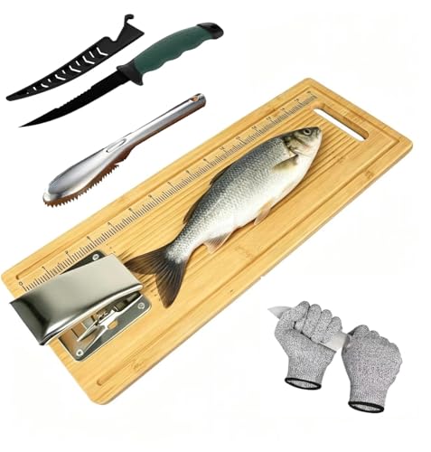 Kit tabla de cortar pescado de bambú antideslizante miniatura 1