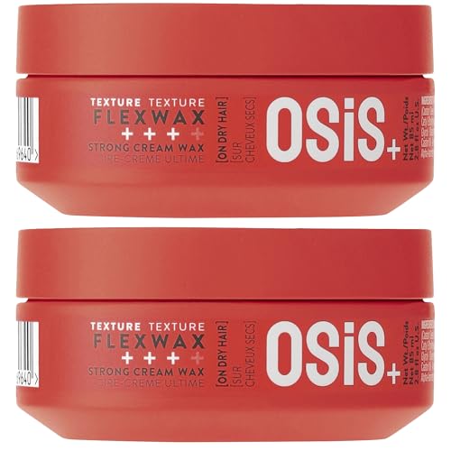 OSiS+ Flexwax 2.8 oz (2 Pack) Ultra Strong Cream Wax Long-lasting Hold for Creative Hair Styling Moldable Texturizing Product for Wild Hair Styling and Shine Washes Out Easily