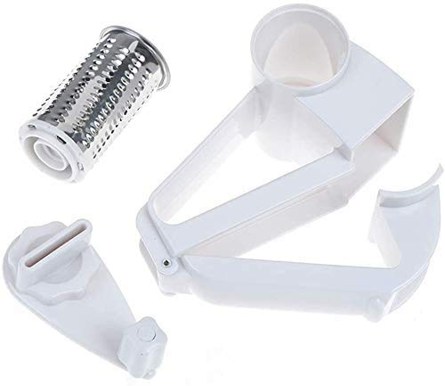 Rotary Cheese Graters, Manual Handheld Cheese Cutter with Stainless Steel Drum, Hand Crank Kitchen Tool for Grating Hard Cheese, Chocolate, Nuts and More (White)