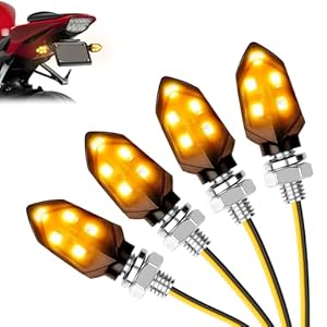 LOPHE 4 stuks universele motorfietsrichtingaanwijzers, 5 LED mini waterdichte motorfietsrichtingaanwijzers, 12V amberkleurige richtingaanwijzers voor motorfiets, scooter, quad, cruiser, offroad