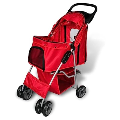 vidaXL Folding Pet Stroller with Storage Basket Cover