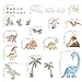wondever Large Boho Dinosaur Wall Stickers Watercolor Dino Tropical Plants Volcano Peel and Stick Wall Art Decals for Baby Nursery Kids Bedroom Playroom