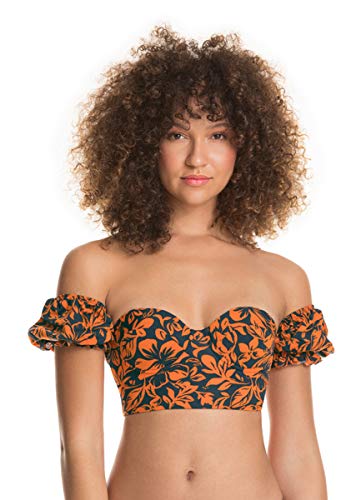 Maaji Women's Standard Campfire Puffs Crop Bikini Underwire Bustier, Orange, Small - Image 4