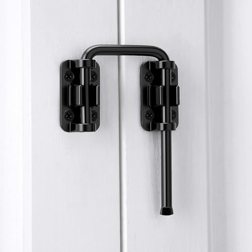 Black Multi-Angle Sliding Door Loop Lock,90°/180° Patio Door Latch