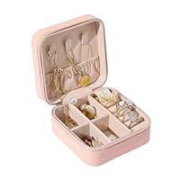 Dishaur Small Pink Travel Jewellery Box for Women, Mini Portable Jewelry Box Organiser, PU Leather Jewellery Case Holder for Girls