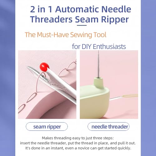 upgraded 2 in 1 automatic needle threaders seam ripperquilting supplies sewing kitquick sewing machine loop needle threaders 1pcs-purple