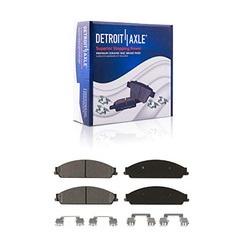 Image of Detroit Axle - Front Brake Pads for 2005-2007 Ford Five Hundred Freestyle Mercury Montego 2008-2009 Taurus X Sable, Ceramic Brake Pads w /Hardware Replacement