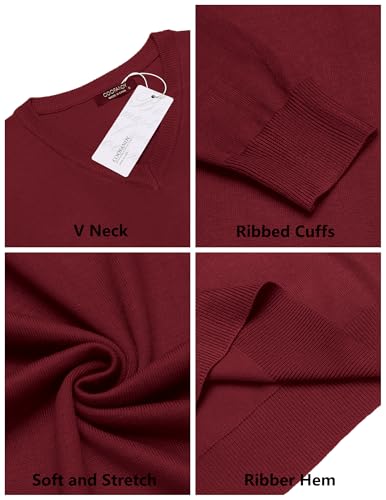 Image of COOFANDY Mens Casual V Neck Sweater Knit Slim Fit Long Sleeve Pullover Top