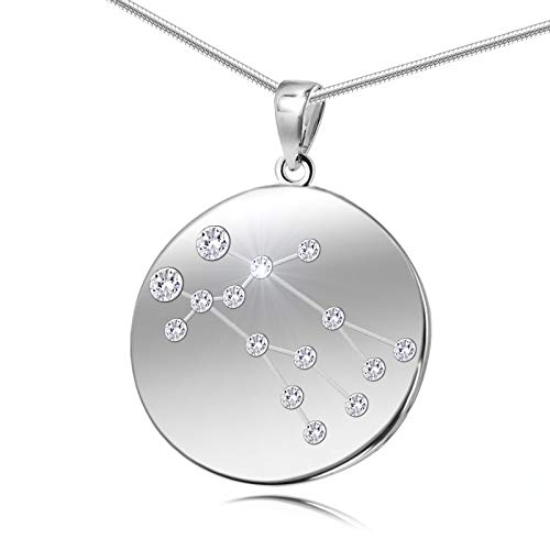 LillyMarie Femme argent Collier vrai Argent 925 Pendentif le signe du zodiaque Gémeaux original de Swarovski Elements Gemini longueur réglable Écrin bijoux Cadeau petite amie Cover