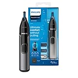 Philips Nose Trimmer Series 3000, Nose, Ear & Eyebrow Trimmer with Protective Guard System & Travel Pouch, NT3650/26