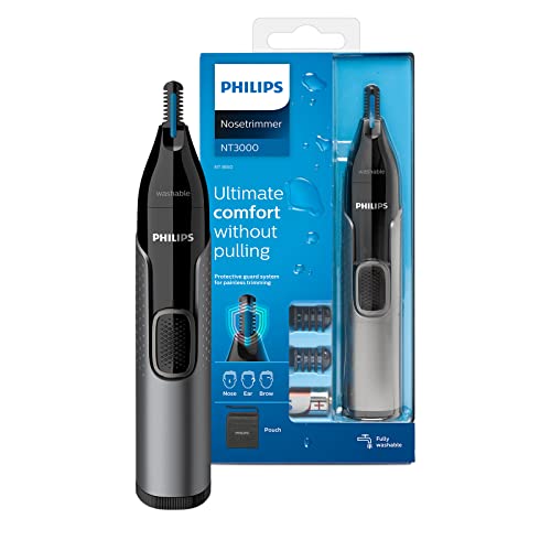 Philips - Philips Nose Trimmer Series 3000, Nose, Ear & Eyebrow Trimmer with Protective Guard System & Travel Pouch, NT3650/26