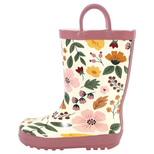 Hudson Baby Unisex Rain Boots, Fall Botanical, 8 Toddler