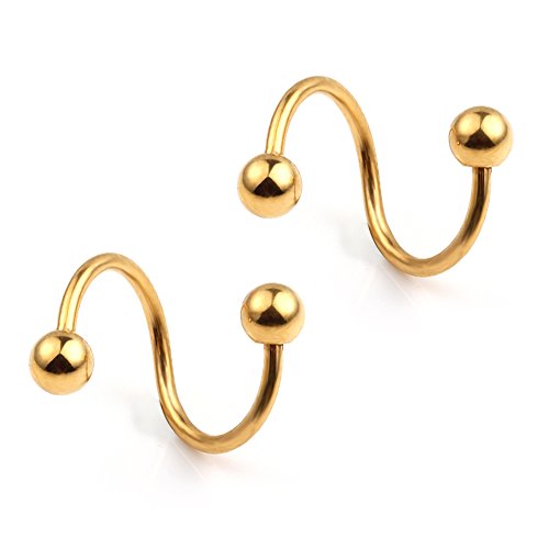 Ruifan 16G Stainless Steel Twist Ear Plug Earring Spiral Helix Stud Lip Ring Body Piercing Jewelry 8mm 10mm4