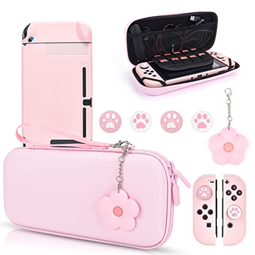 DLseego Juego de funda de transporte rosa con 10 ranuras, carcasa rígida protectora acoplable con 4...