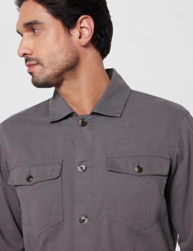 Image of Amazon Brand - Symbol Men's 100% Cotton Twill Casual Shacket /Jacket | Non Quilted | Non Lined | Mid-weight | Available in Plus Sizes