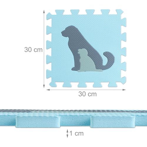 Relaxdays Puzzlematte, 25tlg. Baby Spielmatte mit Rand, Tiermotive, schadstofffreie Schaumstoffmatte, Kindermatte, bunt