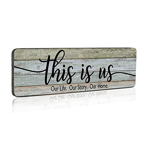 Printed Wood Wall Sign Home Decor Wall Hanging Sign This is Us Our Life Our Story Our Home Inspirational Motto Pallet Wood Sign 16"x5"