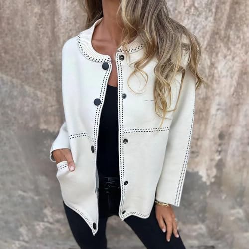Womens Long Sleeve Sweaters Crewneck Button Down Chunky Open Front Cardigan Loose Fit Solid Color Fall Winter Coat2