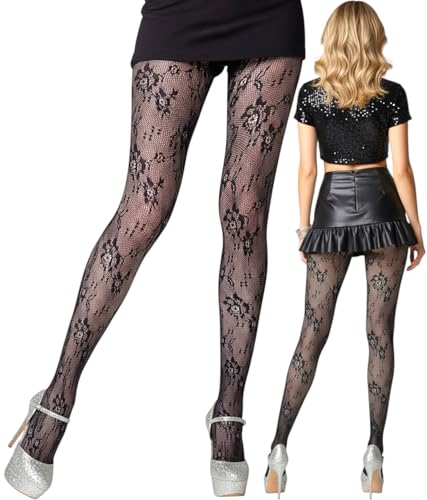 Image of ToBeInStyle Women's Elegant Floral Vine Fishnet Pantyhose