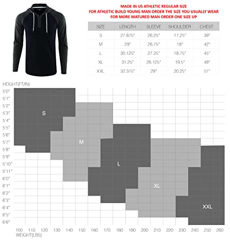 Desplato Men's Casual Long Sleeve Lightweight Active Sports Henley Hooded Shirt Hoodie Jersey H.charcoal/Black L #TOP2