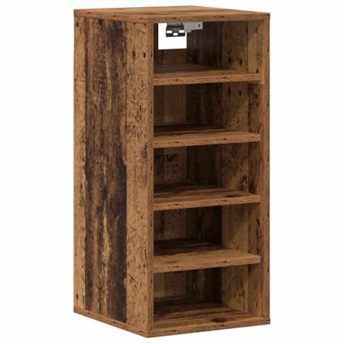 Unité de rangement de chaussures compacte en bois aspect rustique - 5