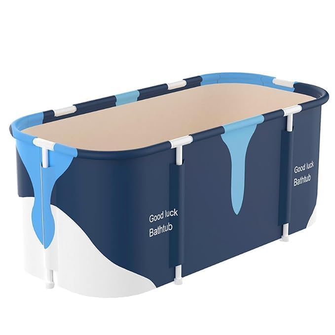 Image of Lexara Portable Folding Bathtub for Bathroom - Large Freestanding Soaking Tub with Thick Insulated, Ice & Hot Spa Tub, Collapsible Cold Plunge Therapy, Muscle Recovery Tub (Milk)