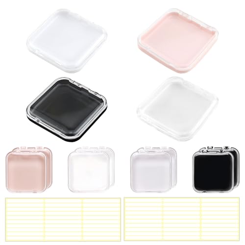 FEIHS 12 Piezas Empaque de Uñas a Presión, Prensa en la Caja de Almacenamiento de Uñas (6.5×6.5×0.8cm), Incluye Cajas Empaque + 60 Cinta Doble cara para Exhibición Uñas para Press on Nail Business