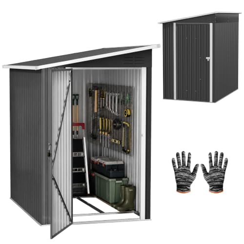 TATIVALO Caseta de jardín de metal, 180 x 117 x 185 cm, resistente a la intemperie, con cerradura, con tejado, caseta de jardín, herramientas para exteriores, cobertizo para patio trasero, terraza
