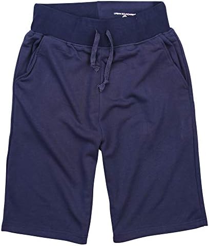 Urban Boundaries Mens Long Elastic Waist Drawstring Casual Shorts (Navy, X-Large)
