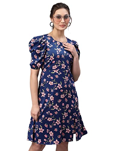 Image of SIRIL - Women's Digital Print Half Sleeve Mini Crepe Dress