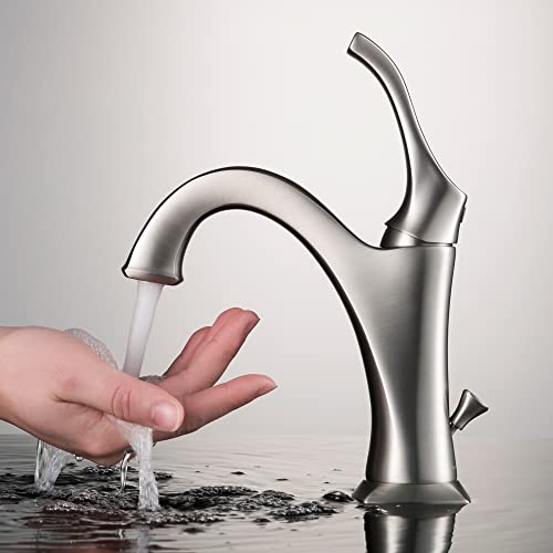 Kraus Elavo 18 1/2-Inch Square White Porcelain Ceramic Bathroom Vessel Sink With Overflow And Spot Free Arlo Faucet Combo Set With Lift Rod Drain, Stainless Brushed Nickel C-Kcv-150-1201Sfs #TOP5