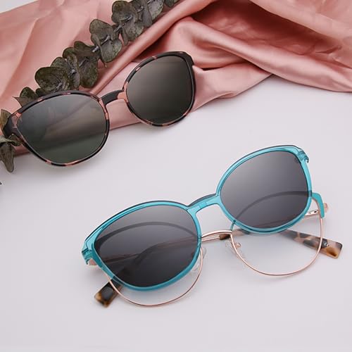 Image of Bauhaus Magnetic Clip on Sunglasses Women Polarized UV Square Men Sunglasses Night Driving Eyeglasses For Fishing Hiking