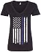 Threadrock Women's Honor & Respect Thin Blue Line Flag V-neck T-shirt XL Black