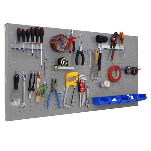 Panel Herramientas Pared Simon Rack Resistente Placa de Metal Gris 4