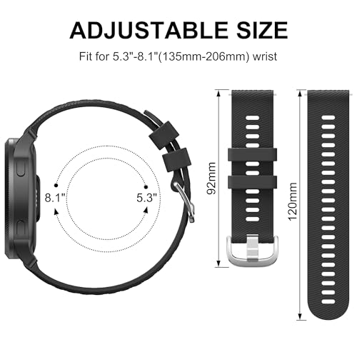 Vancle Uhrenarmbänder Silikon, Uhrenarmband 18mm 20mm 22mm, Armband mit Klassischer Schnallenverstellung, Wasserdichtes Sport Ersatzarmband für Damen Herren, (18mm Schwarz)