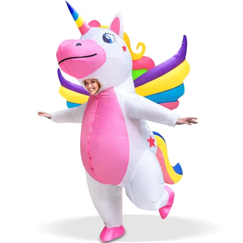 Camlinbo Halloween Inflatable Unicorn Costumes for Adult, Full Body Blow Up Costumes for Women Halloween Holiday Themed Cosplay Party