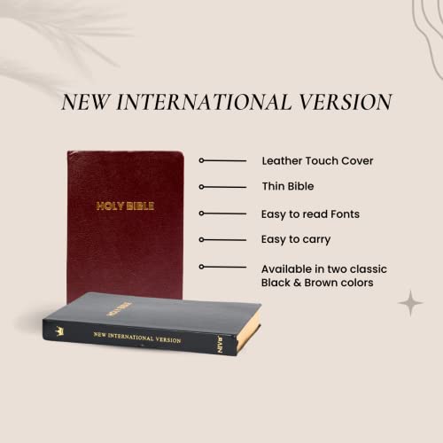 Image of NIV English Bible, Brown Leather Touch Cover, Easy to Read Fonts, Easy to Carry, Thin Bible, Anglicised Edition, Golden Page Leaf, Published by Lifeway India