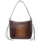 Montana West Genuine Leather Concealed Carry Hobo Purses and Handbags for Women Shoulder Tote Bag with Zipper Western Purse Coffee