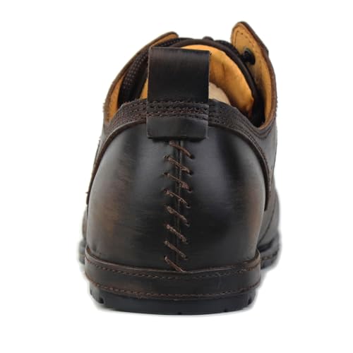 Image of OSSTONE Moto Boots for Men Fashion lace-up Leather Chukka Boots Casual Shoes OS-6015-1-RED-BROWN-R